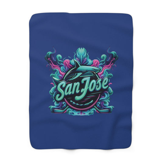 San Jose Hockey Neon Sherpa Fleece Blanket
