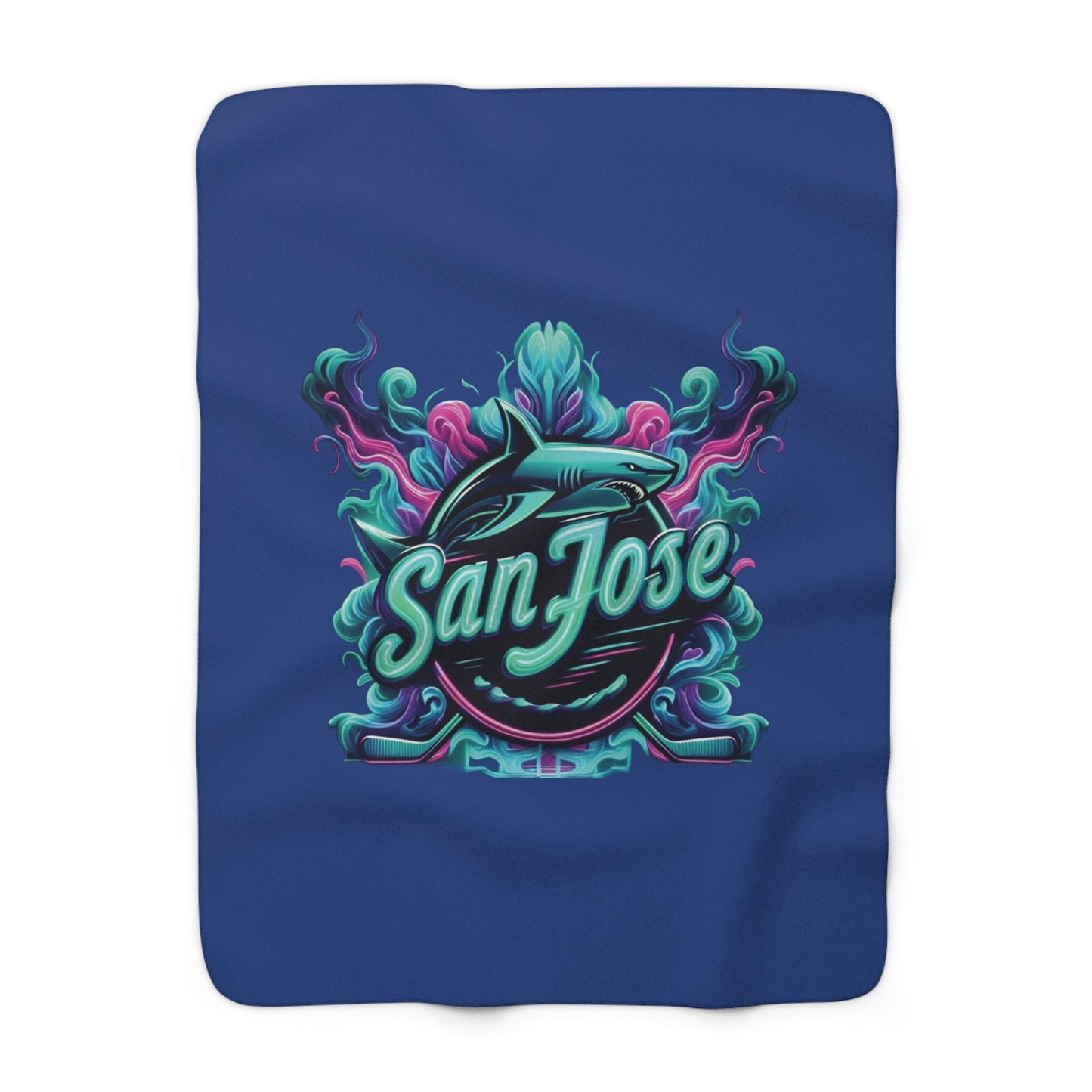 San Jose Hockey Neon Sherpa Fleece Blanket