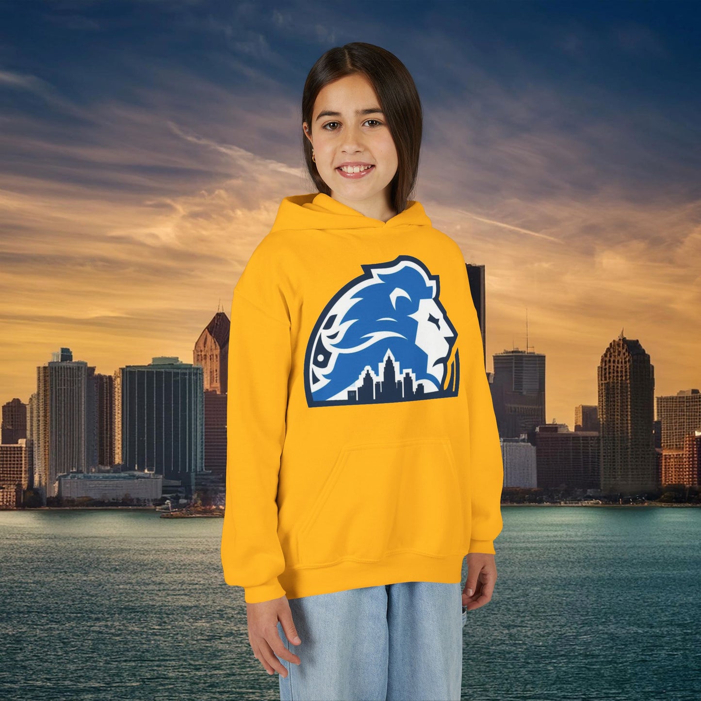 Detroit Football Skyline Youth Hoodie