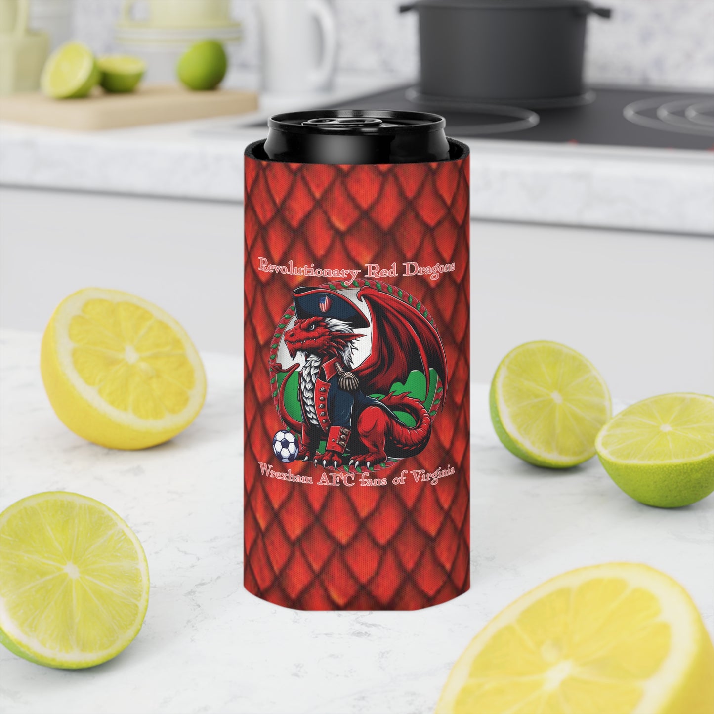 Revolutionary Red Dragons Logo Can Cooler - Scales