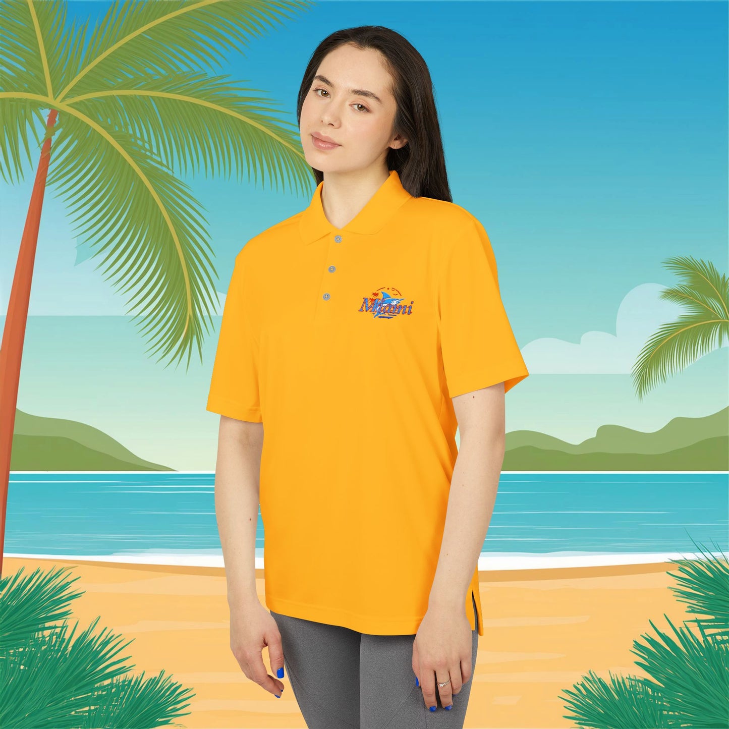 Miami Leaping Marlin adidas Performance Polo