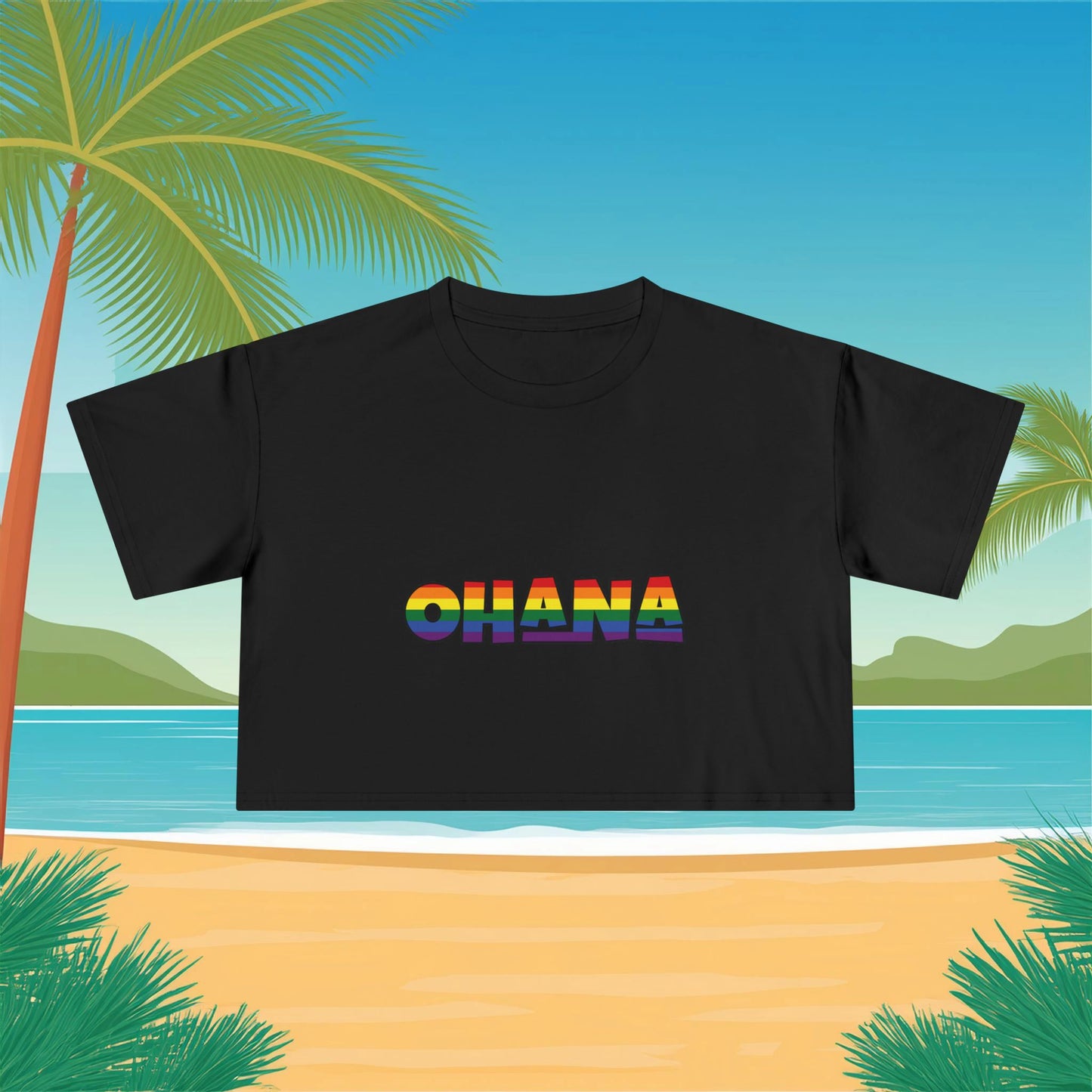 Rainbow Ohana Women's Crop Tee