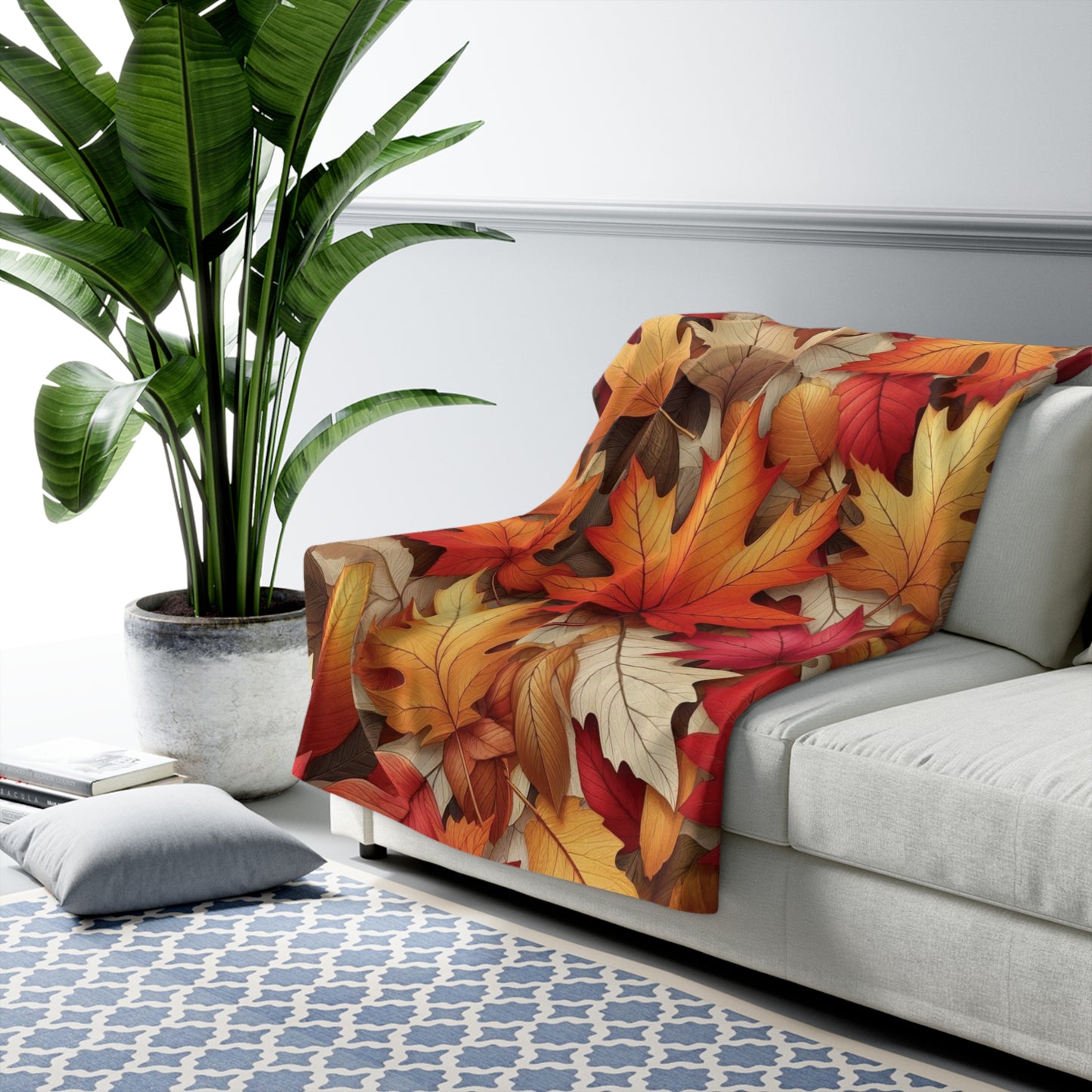 Autumn Leaves Sherpa Fleece Blanket
