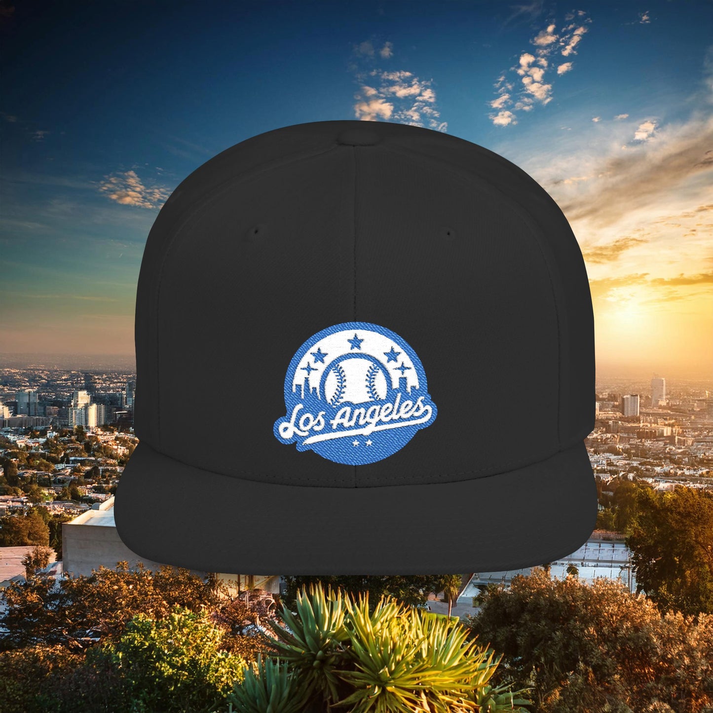 LA Blue Baseball Flat Bill Snapback