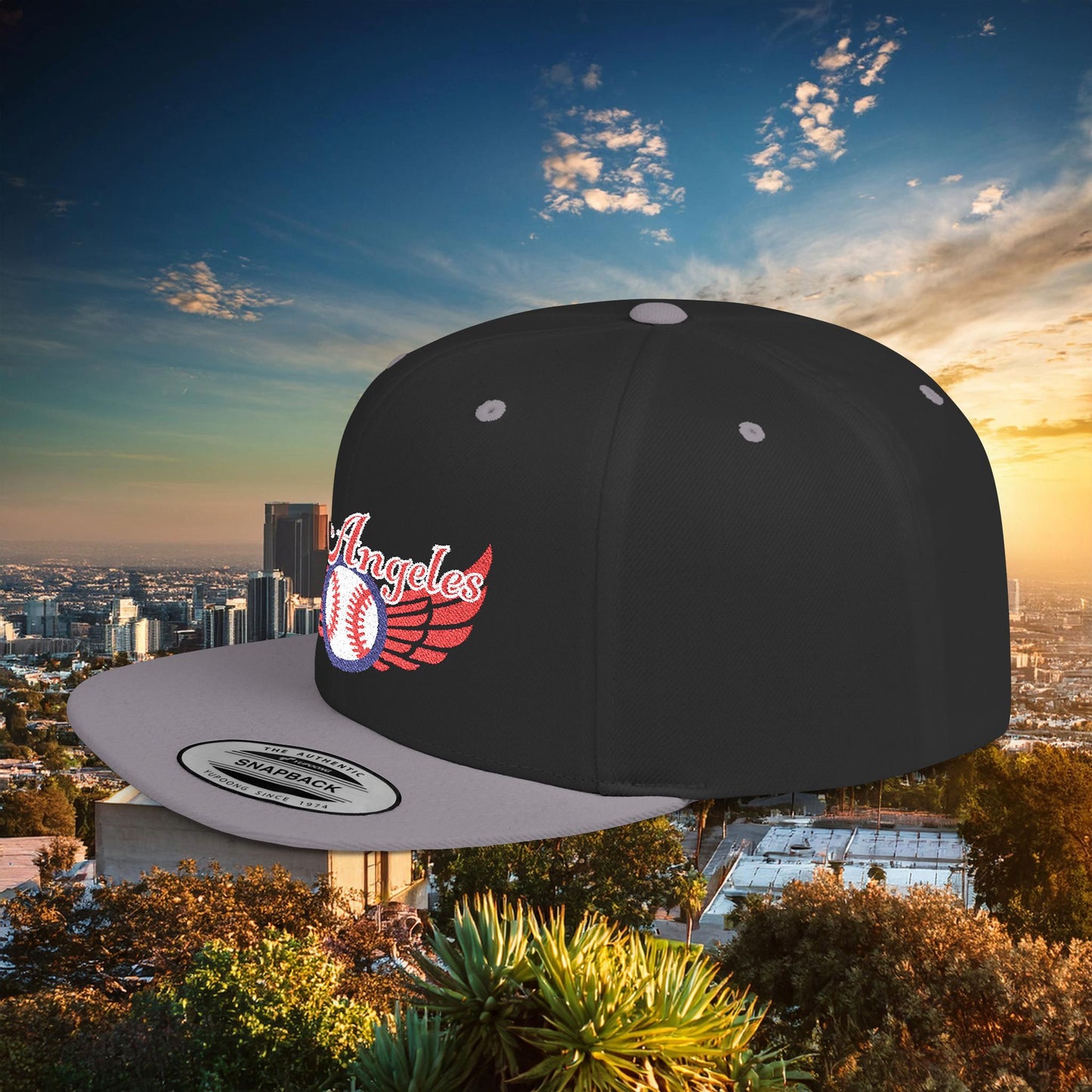 LA Baseball Wings Flat Bill Snapback Hat