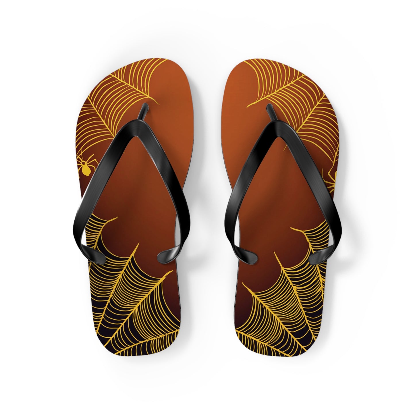Orange Spider Web Flip Flops