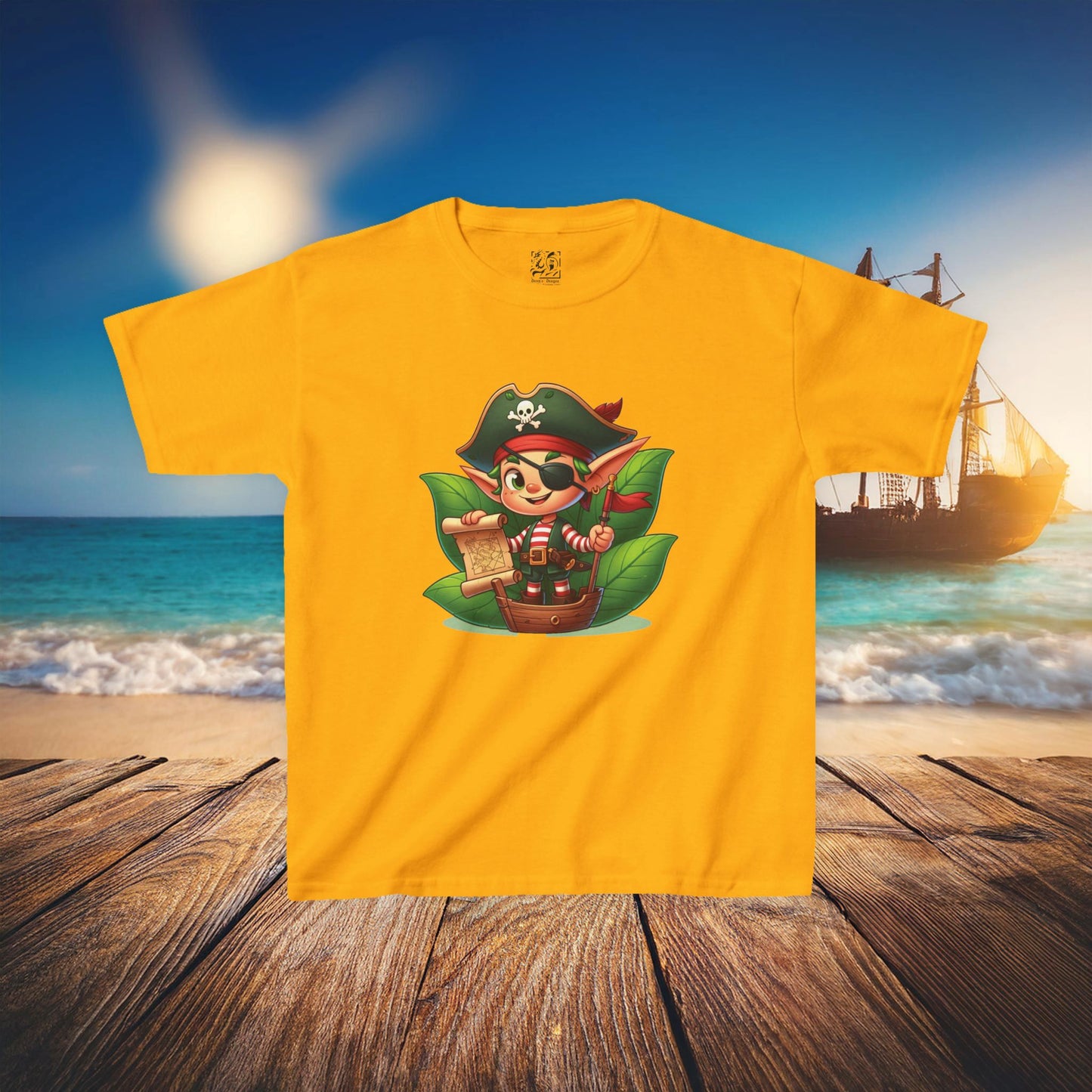 Elf Pirate Treasure Map Kids Tee