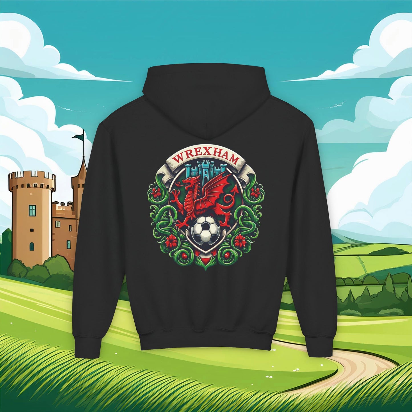 Wrexham Crest Dragon Youth Hoodie