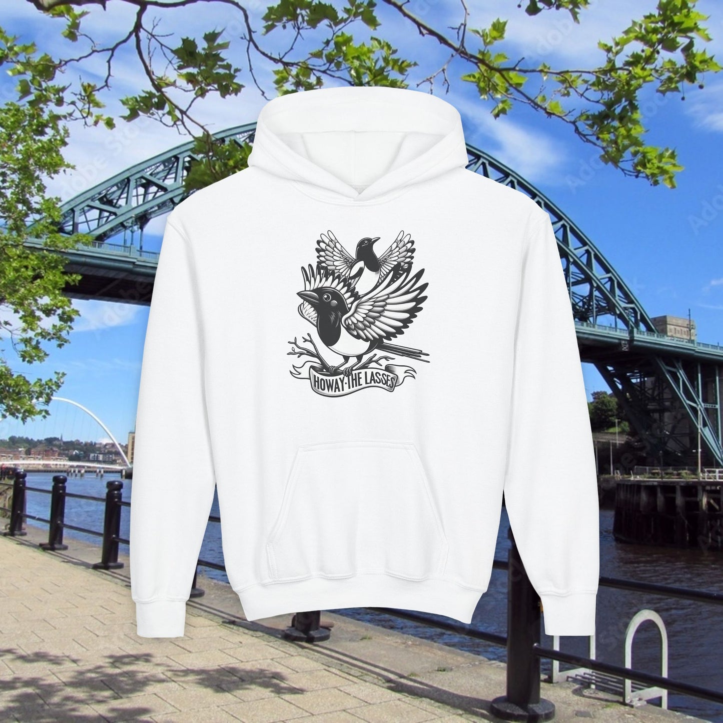 Newcastle United Howay The Lasses B&W (Twin Mags) Youth Hoodie