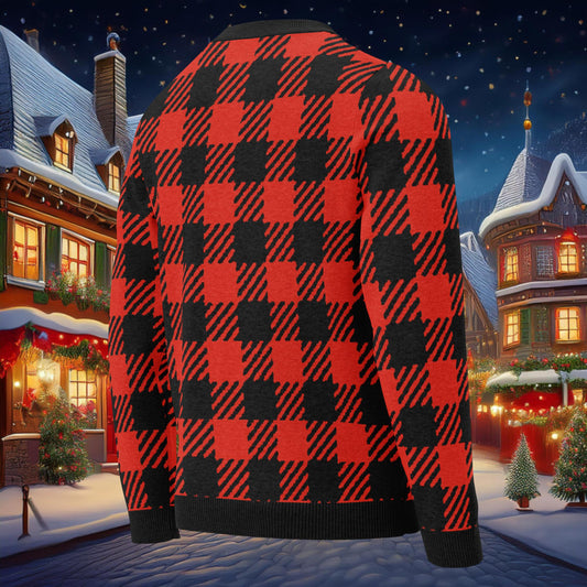Buffalo Plaid Knitted crew neck sweater