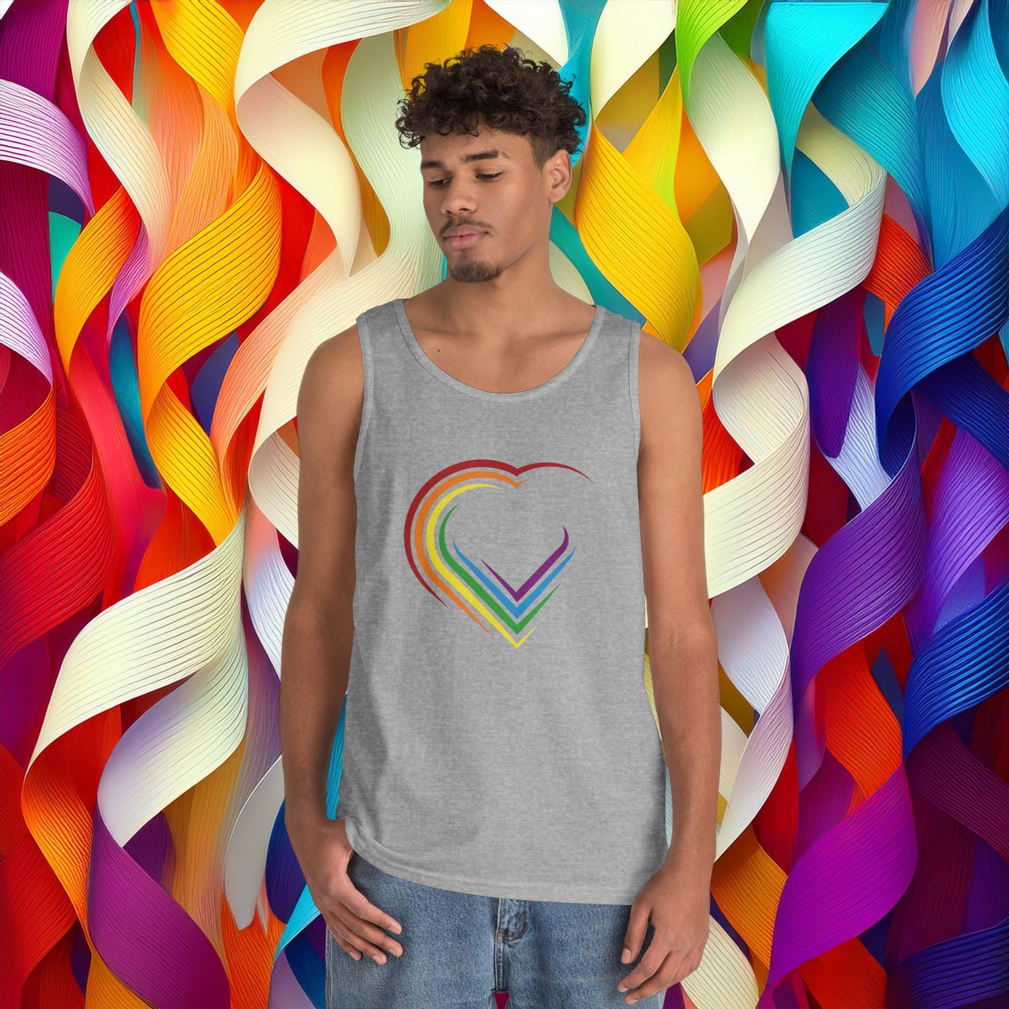 Rainbow Heart Unisex Tank Top