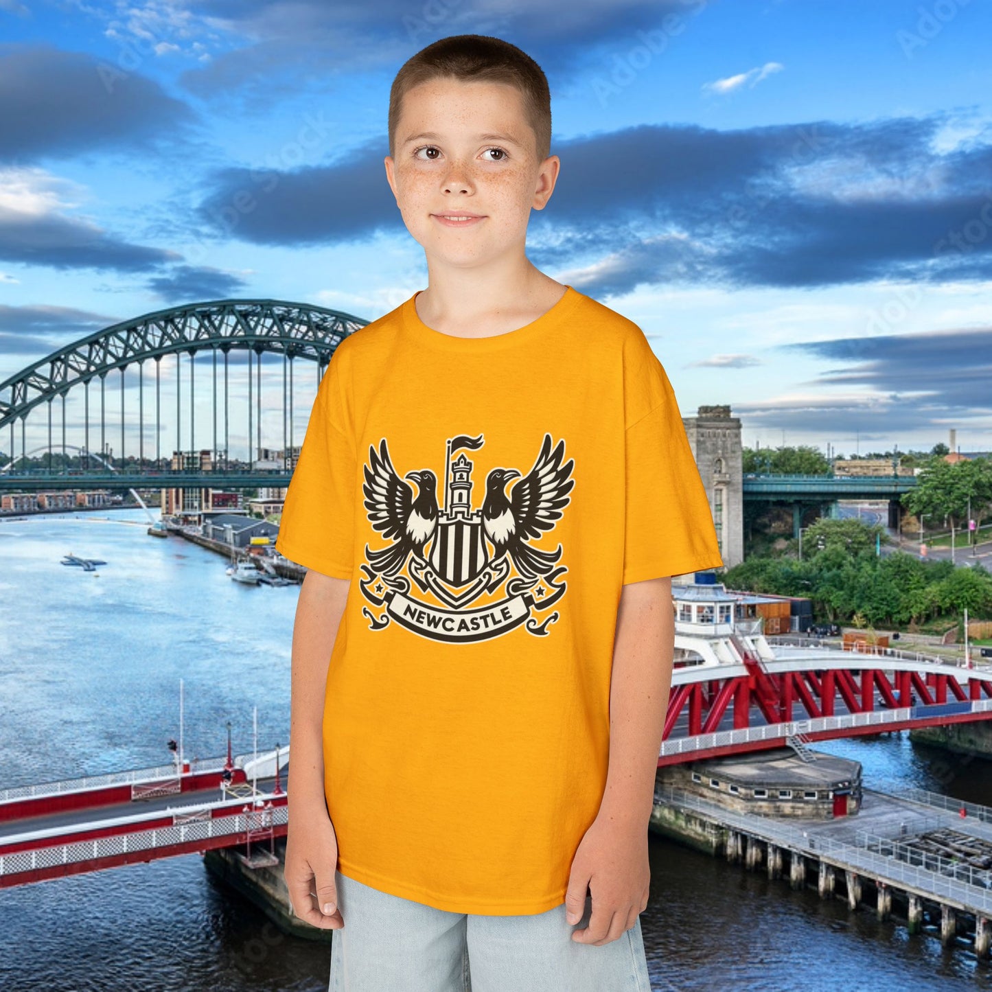 Newcastle United B&W Crest Kids Tee