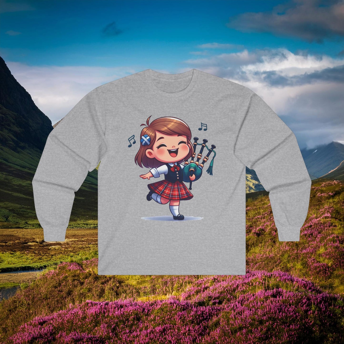Scotland Piper Lassie Long Sleeve Tee