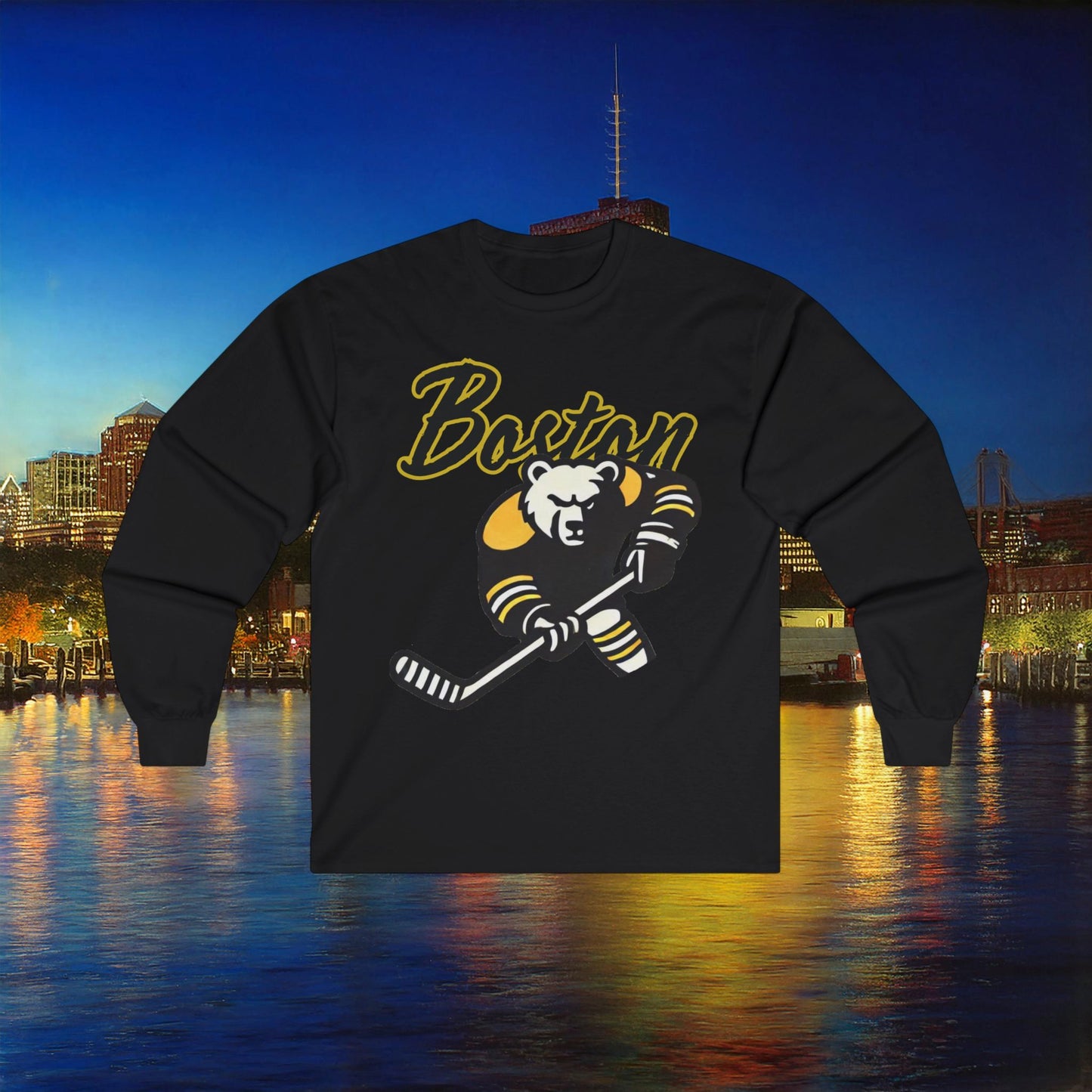 Boston Hockey Bear Long Sleeve Tee