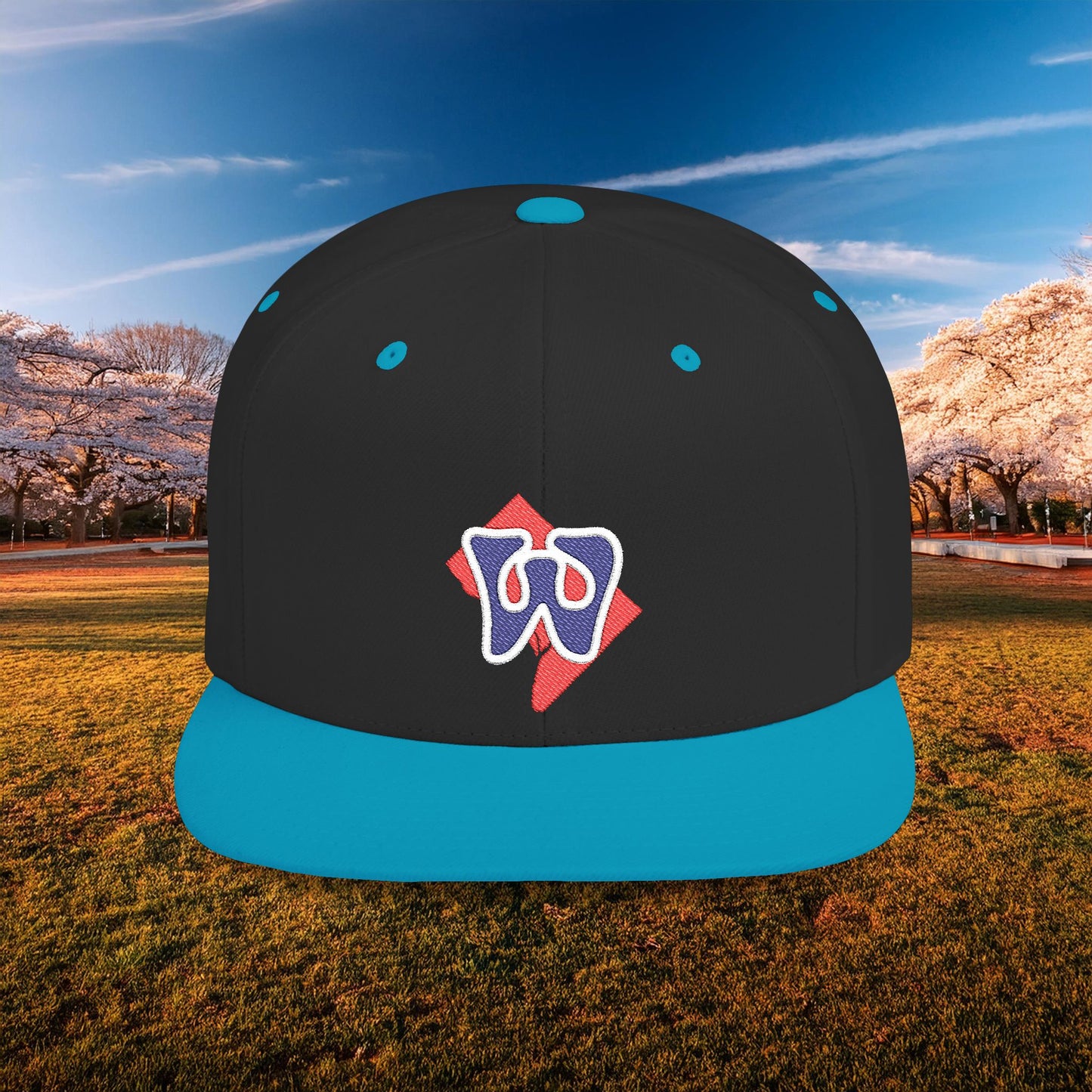 Washington Funky W Flat Bill Snapback - Blue