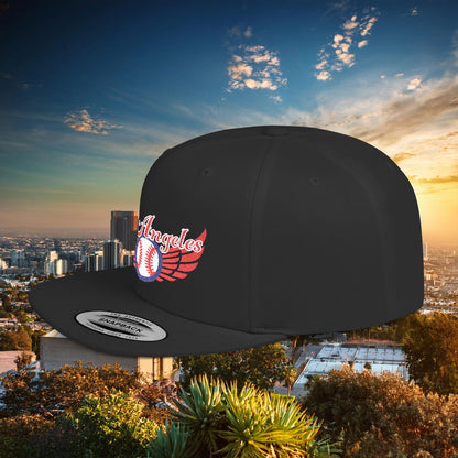 LA Baseball Wings Flat Bill Snapback Hat