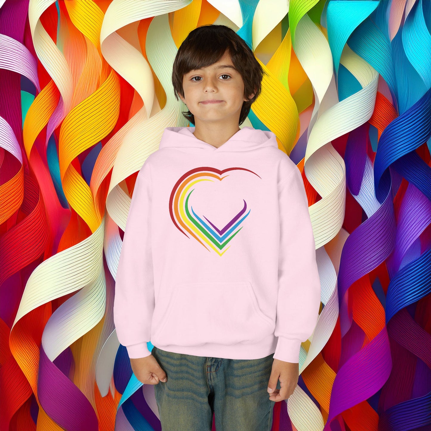 Rainbow Heart Youth Hoodie