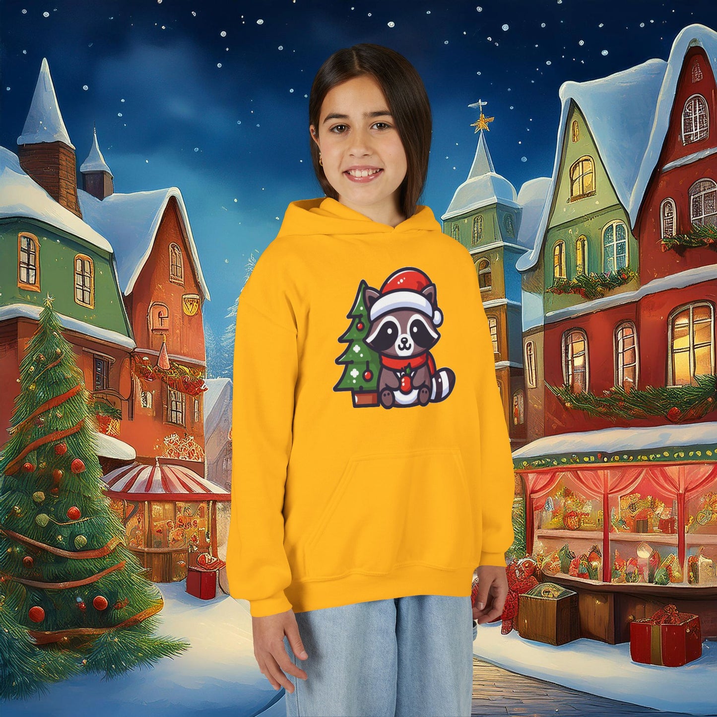 Christmas Raccoon Youth Hoodie
