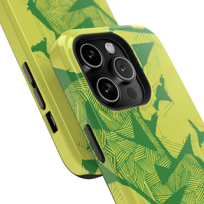 Electric Green and Gold Impact-Resistant Phone Case