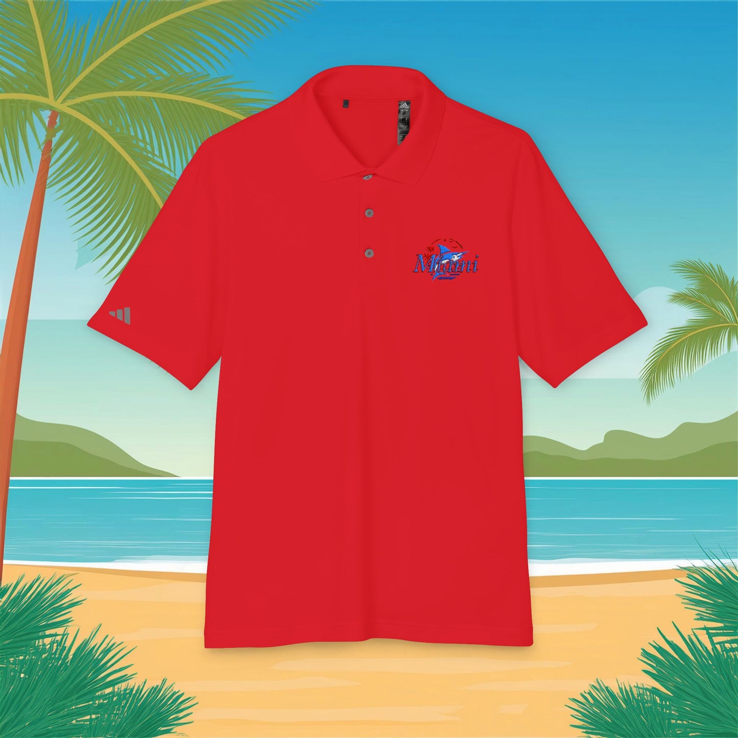 Miami Leaping Marlin adidas Performance Polo