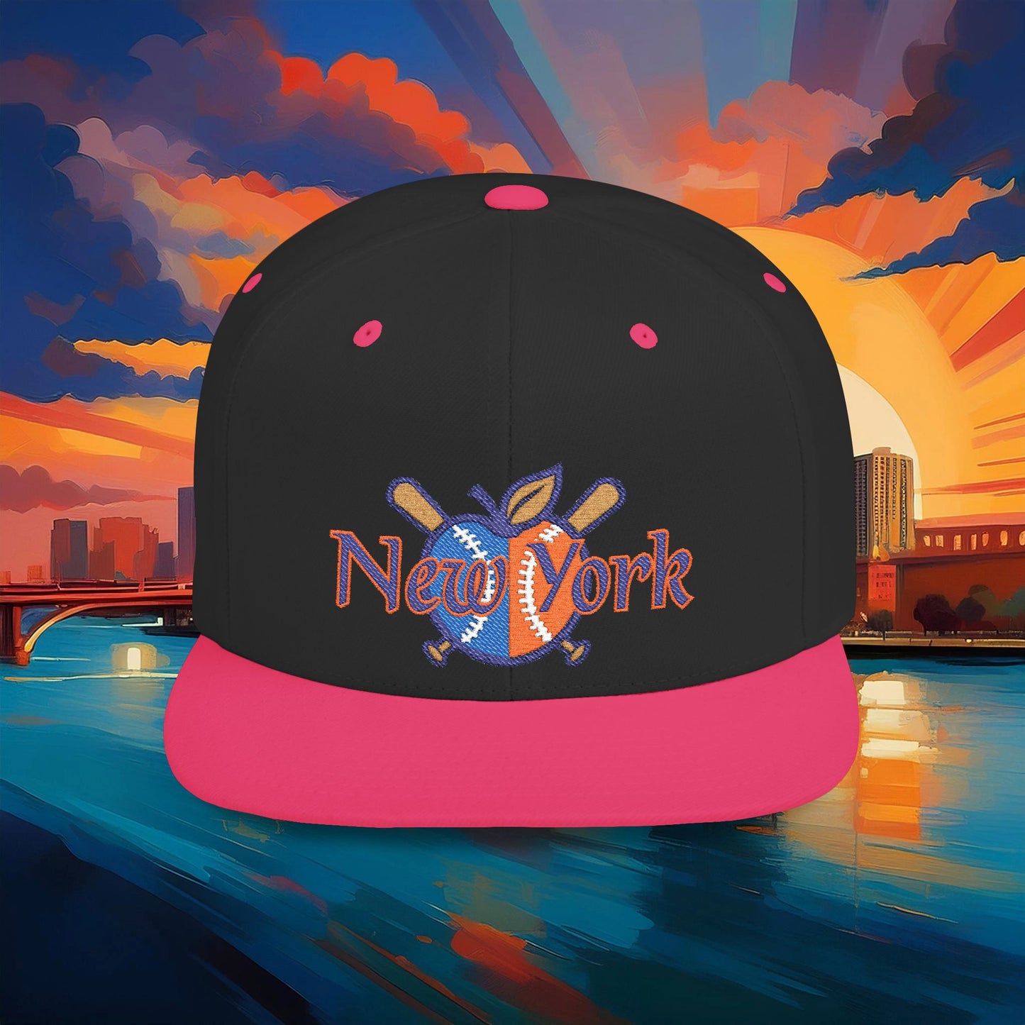 NY Baseball Big Apple Flat Bill Snapback