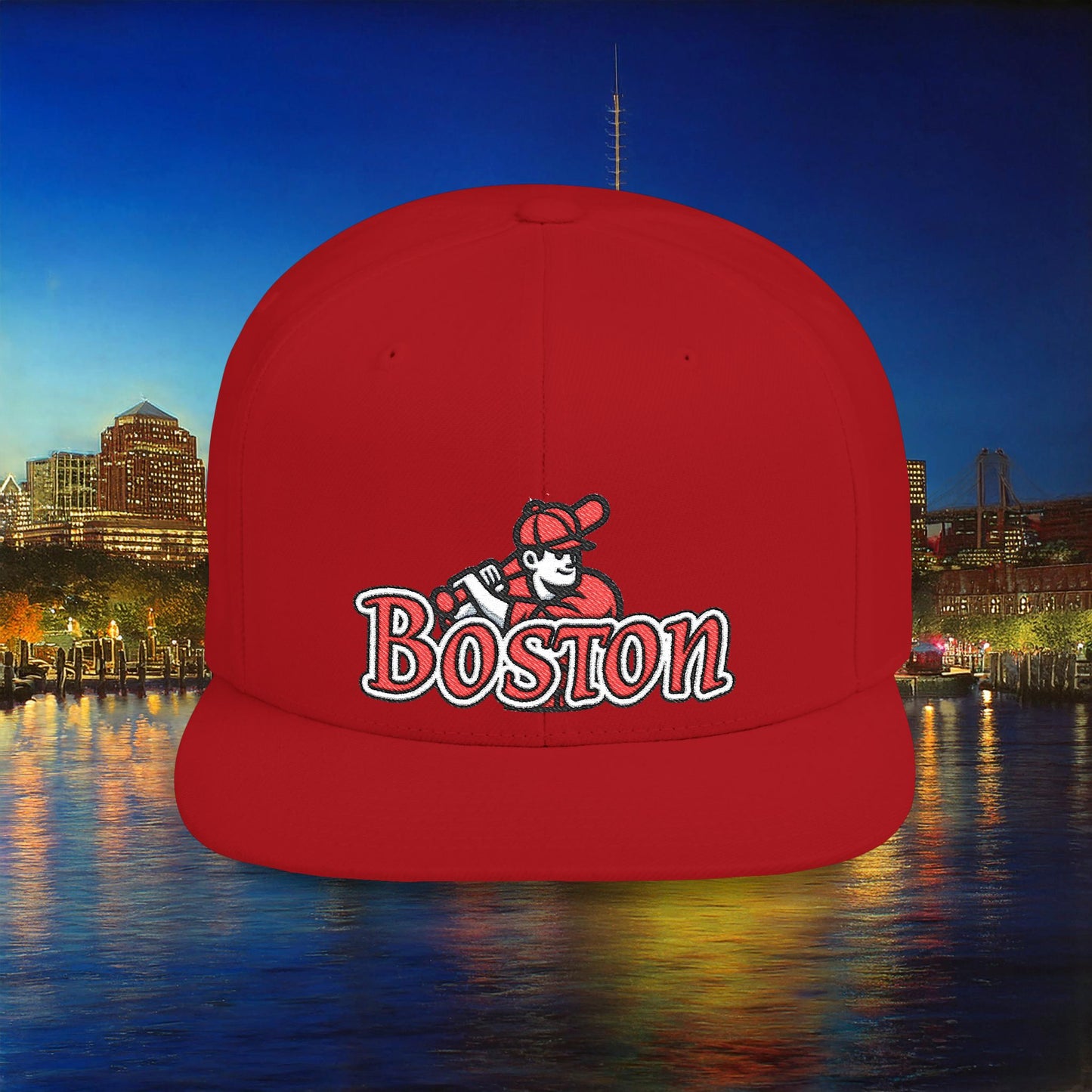 Boston Baseball Player Flat Bill Snapback