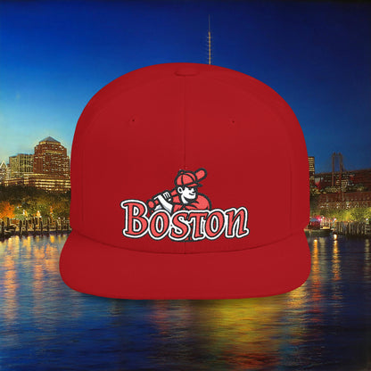 Boston Baseball Player Flat Bill Snapback