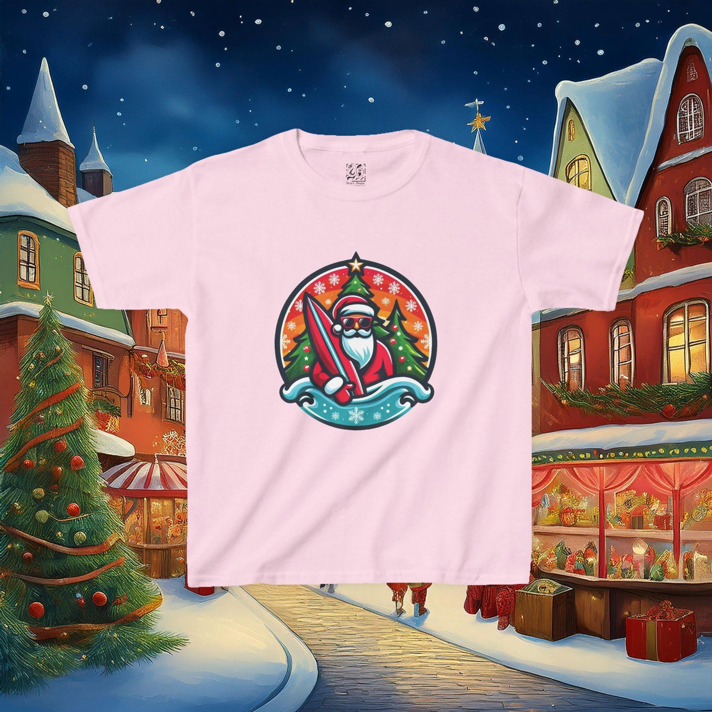 Catching Waves Santa Kids Tee
