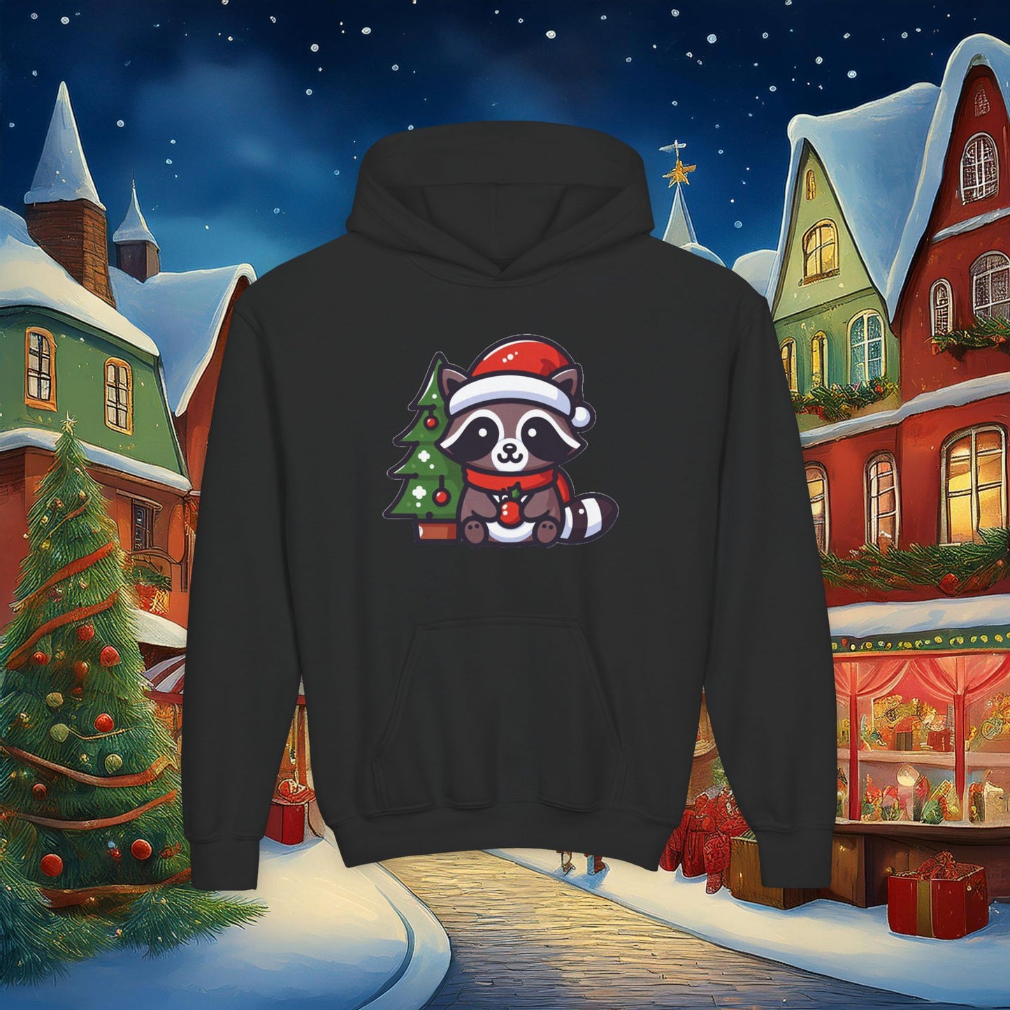 Christmas Raccoon Youth Hoodie