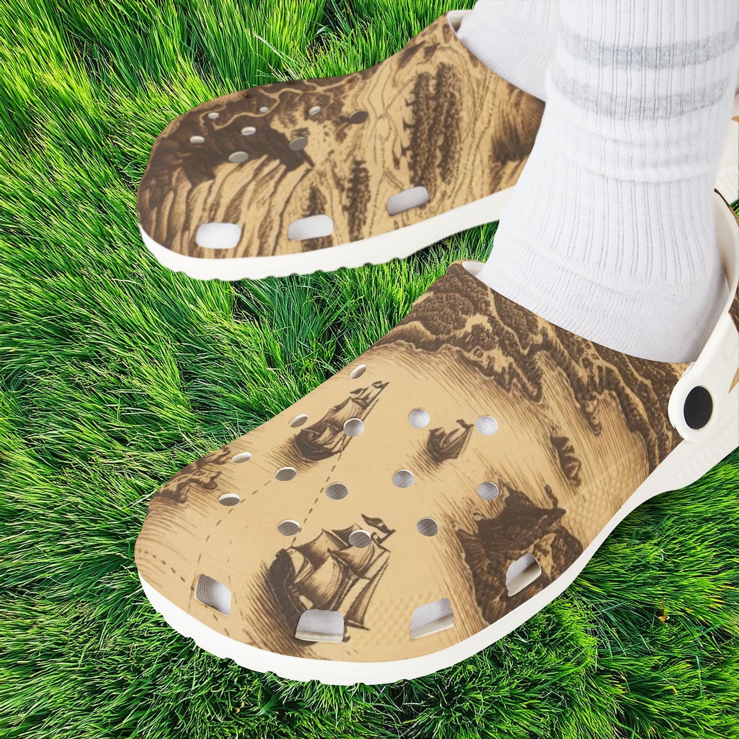 Island Map Foam Clogs