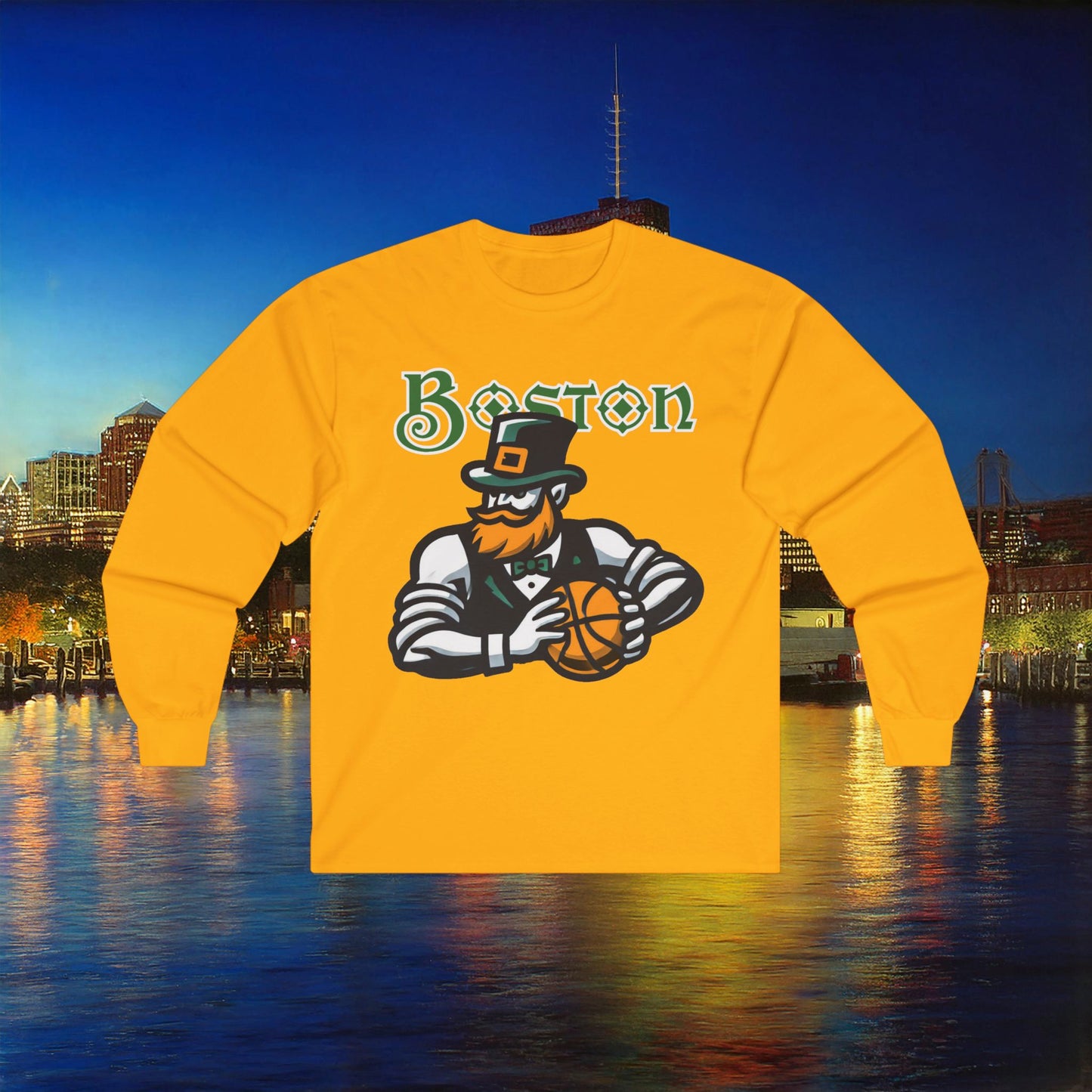 Boston Basketball Design Long Sleeve Tee