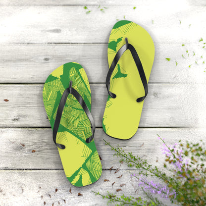Electric Green and Gold Newcastle Flip Flops