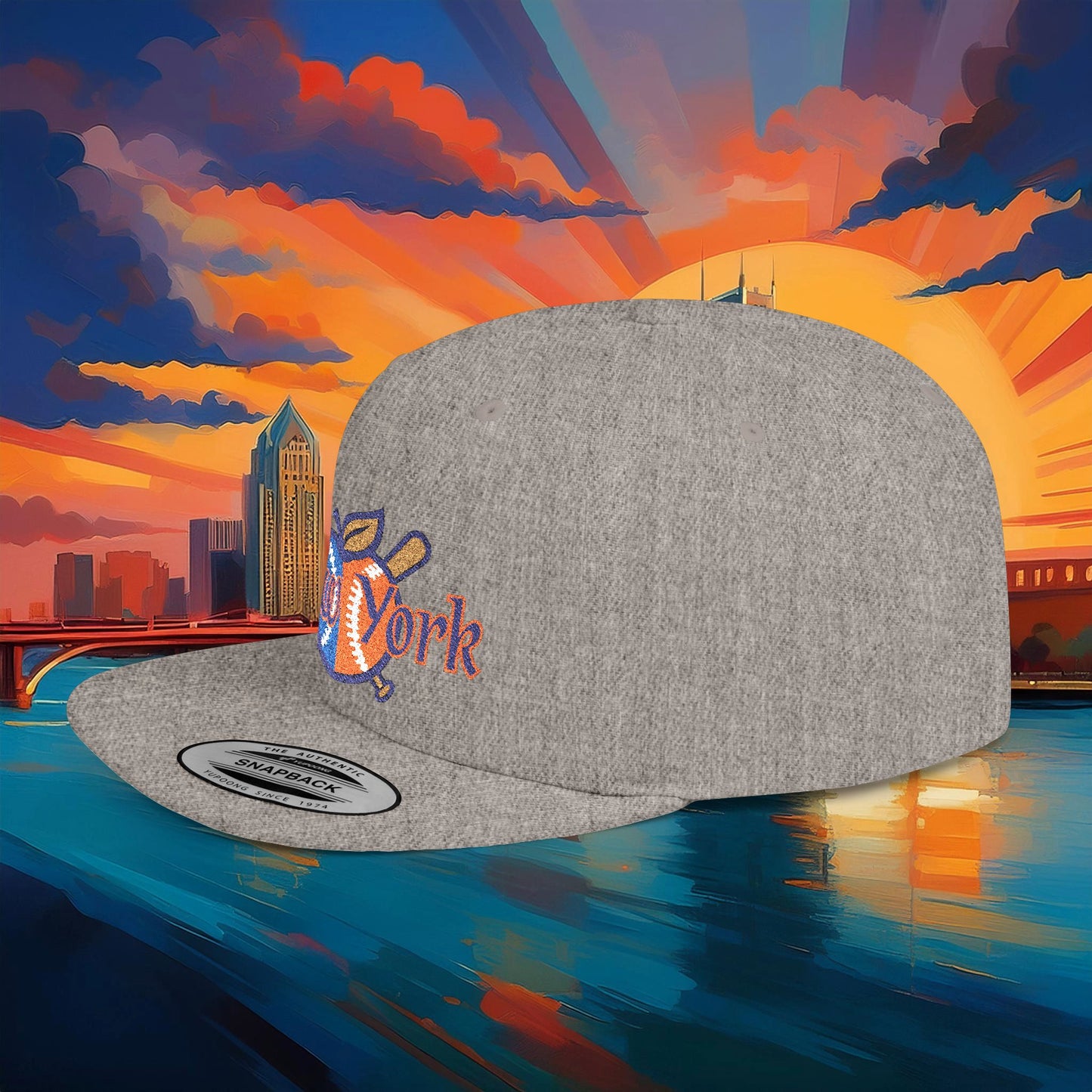 NY Baseball Big Apple Flat Bill Snapback