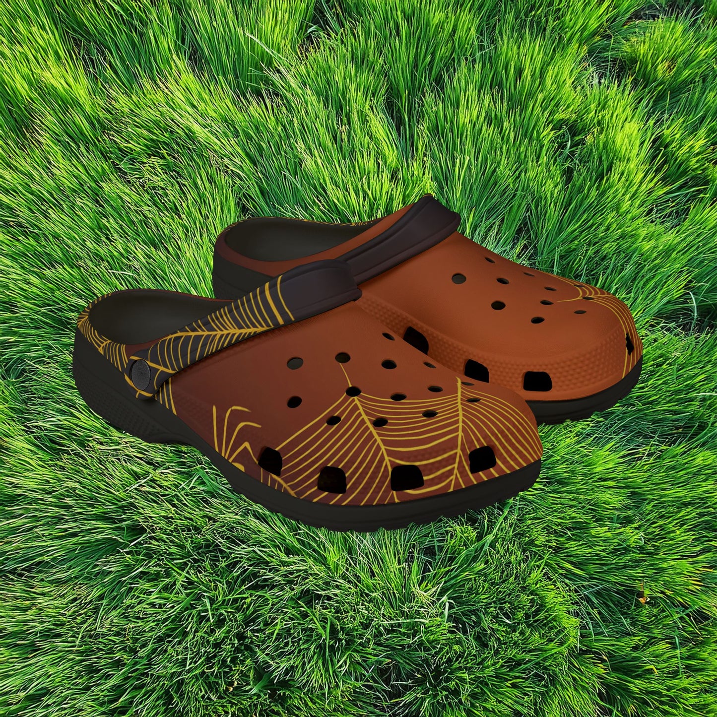 Orange Spider Web Foam Clogs