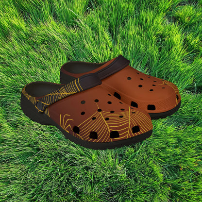 Orange Spider Web Foam Clogs