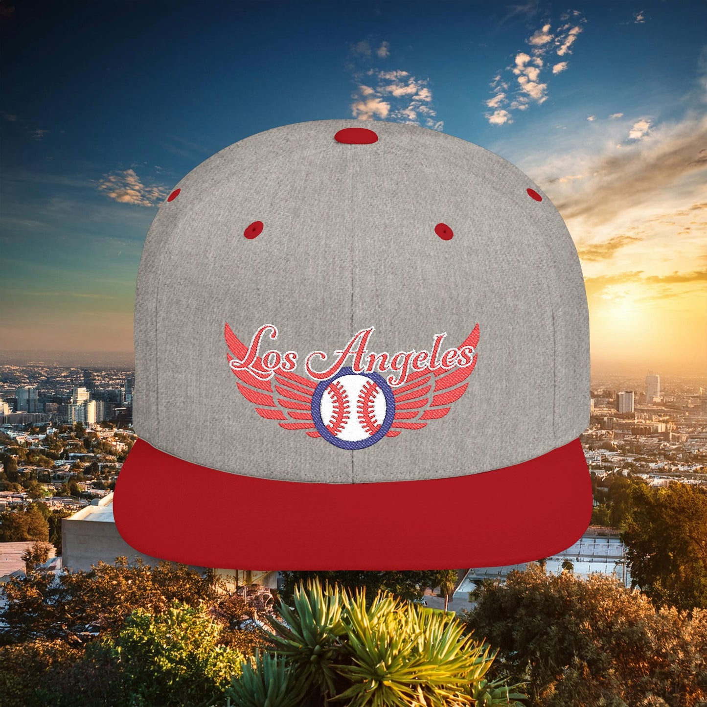 LA Baseball Wings Flat Bill Snapback Hat