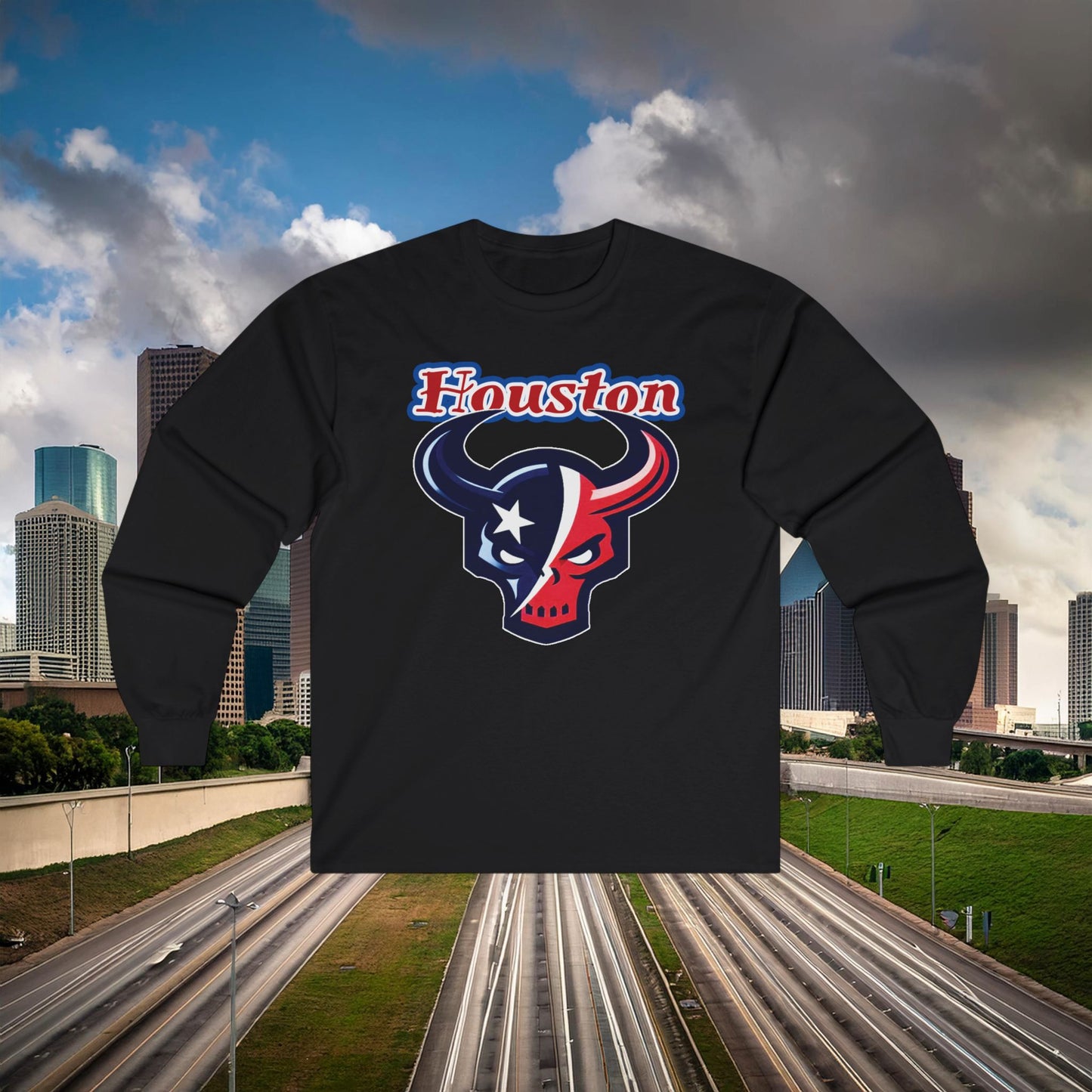 Houston Skull Long Sleeve Tee