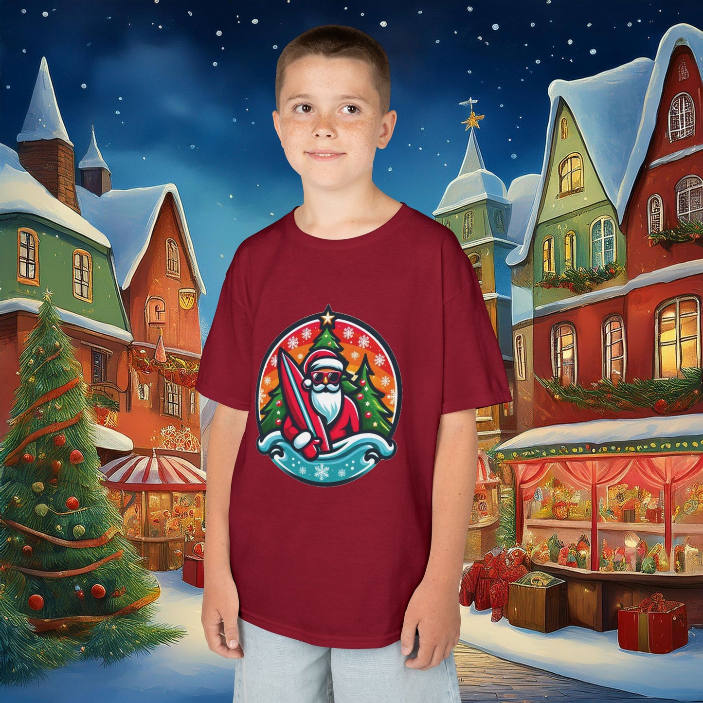 Catching Waves Santa Kids Tee