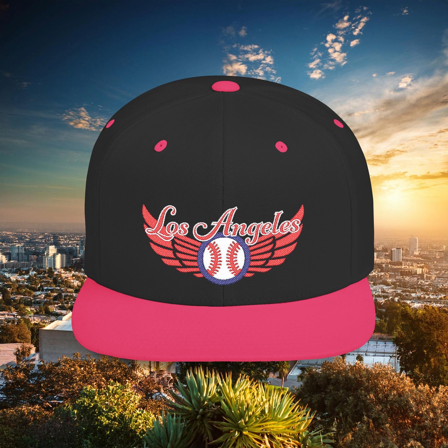 LA Baseball Wings Flat Bill Snapback Hat