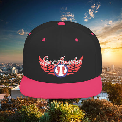 LA Baseball Wings Flat Bill Snapback Hat