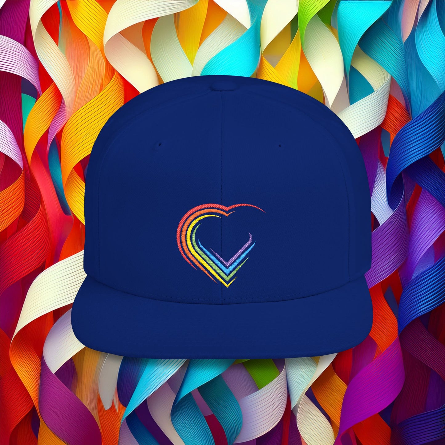 Rainbow Heart Flat Bill Snapback
