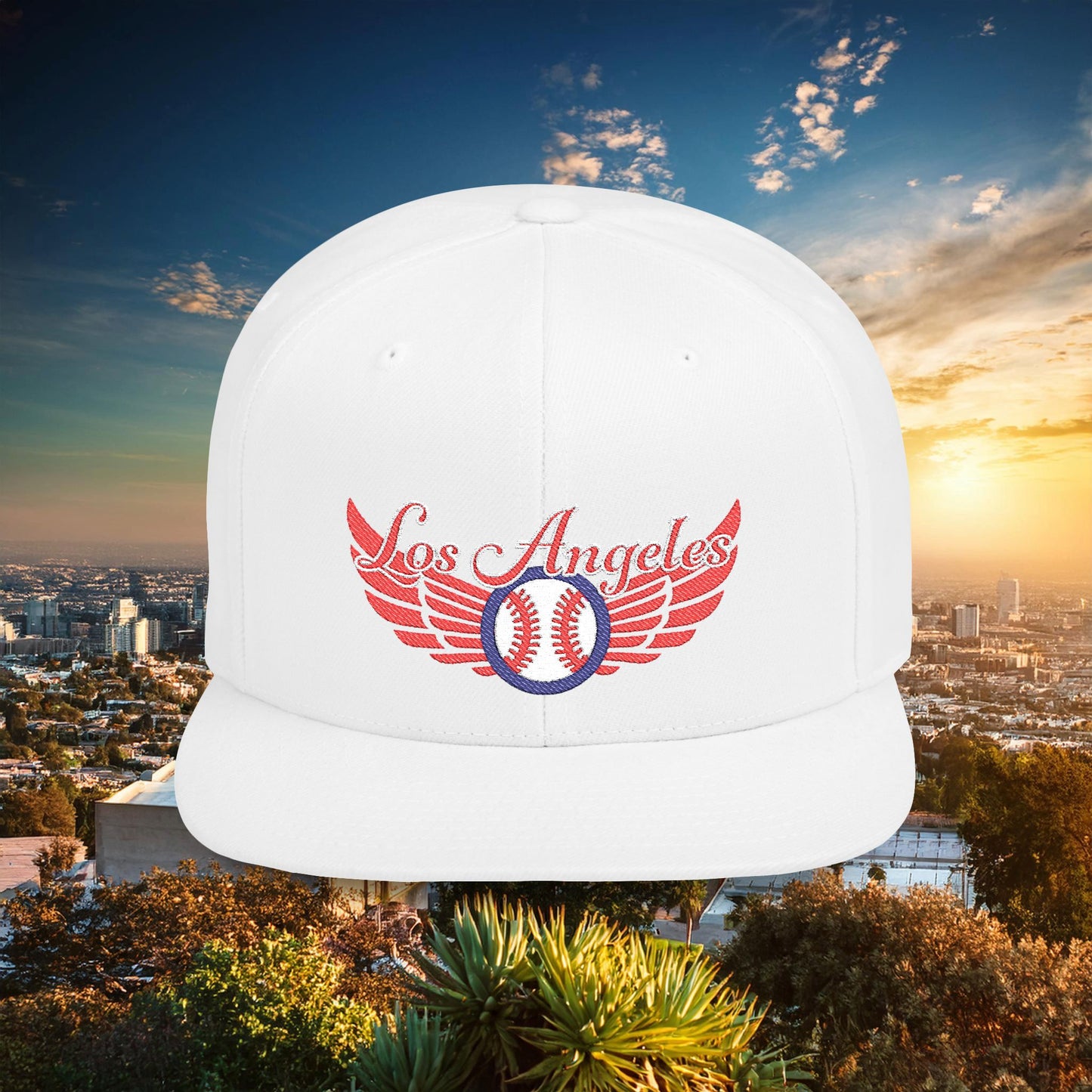 LA Baseball Wings Flat Bill Snapback Hat