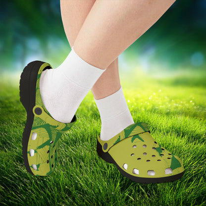 Electric Green and Gold Newcastle Foam Clogs