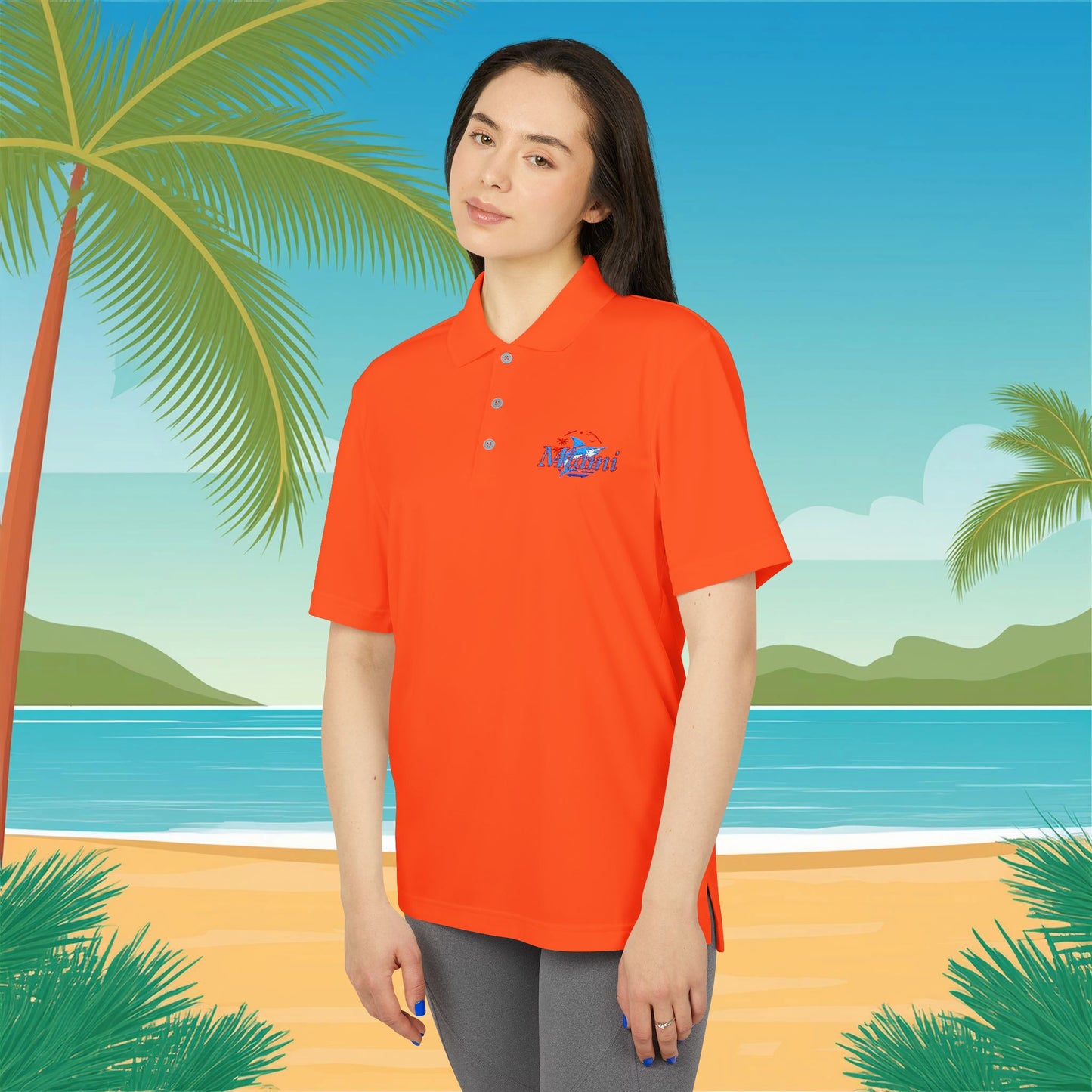 Miami Leaping Marlin adidas Performance Polo