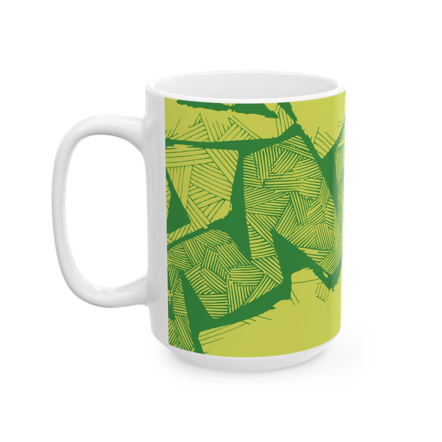 Electric Green and Gold Retro Newcastle Ceramic Mug, (11oz, 15oz)