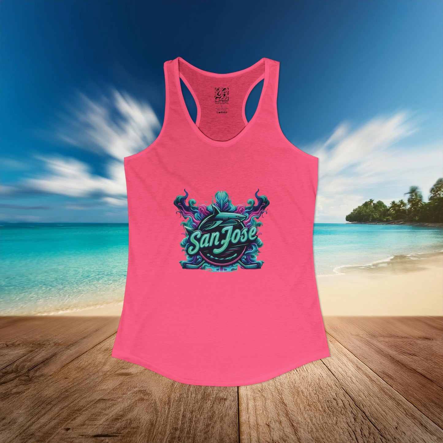 San Jose Hockey Neon Women's Ideal Racerback Tank