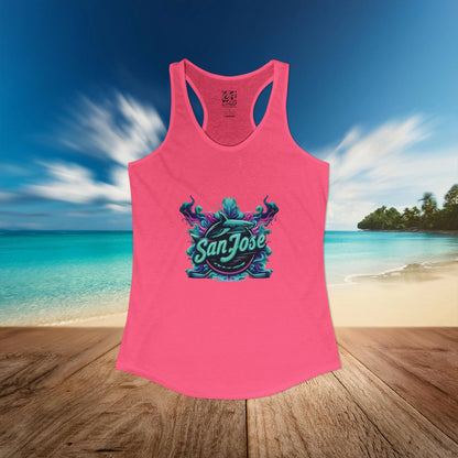San Jose Hockey Neon Women's Ideal Racerback Tank