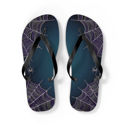 Blue Spider Web Flip Flops