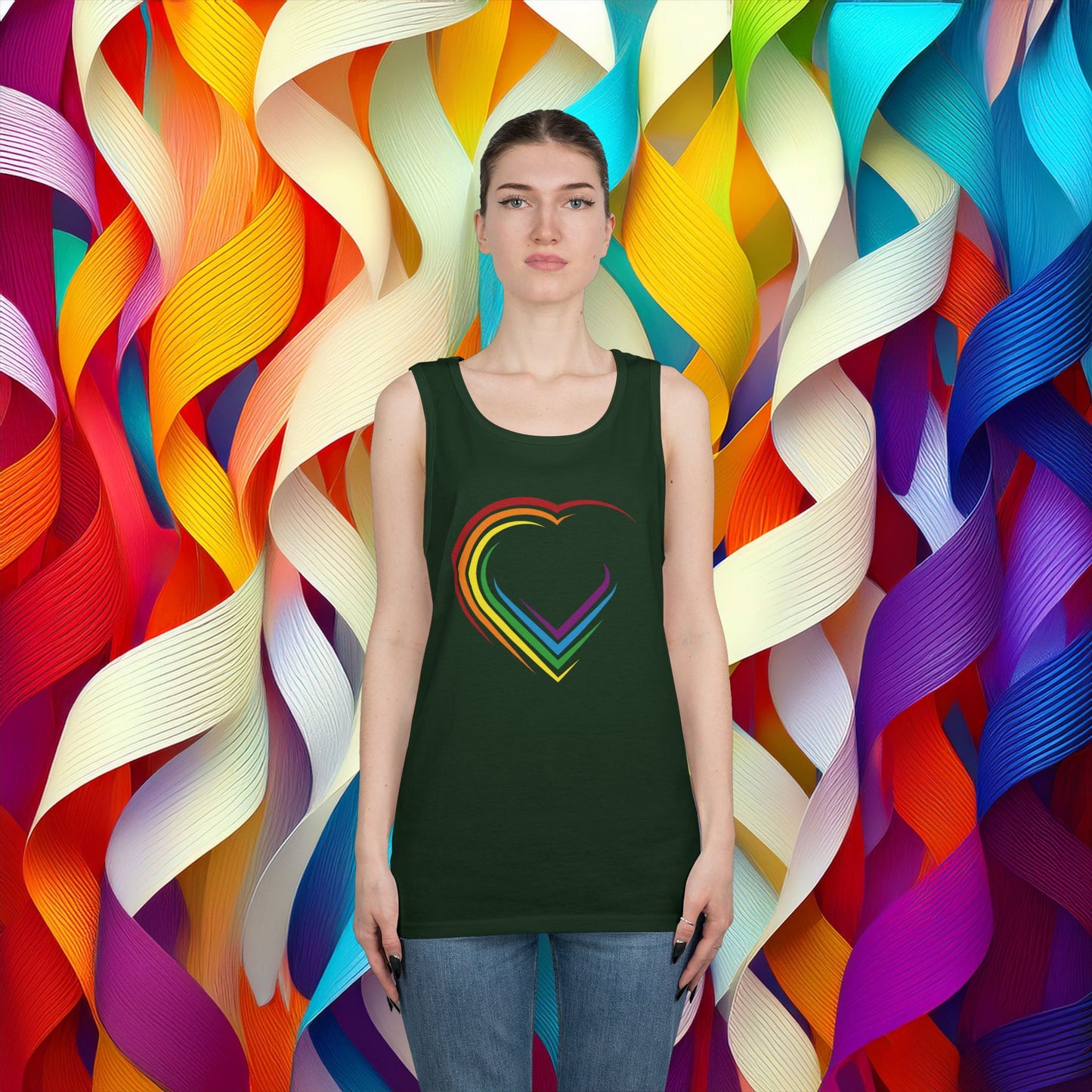 Rainbow Heart Unisex Tank Top