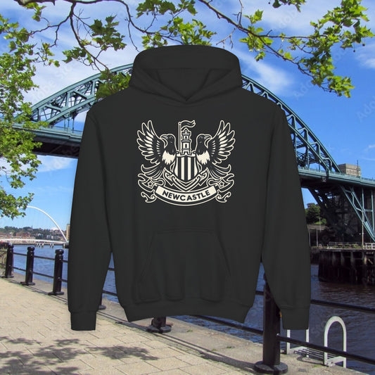 Newcastle United B&W Crest Youth Hoodie